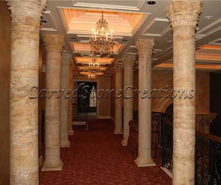 Corinthian Order Carved Travertine Columns