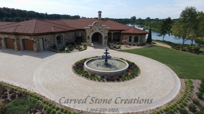 Large Bronze Estate Fountain in Motor Court_csc