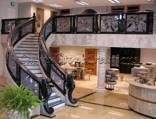 Black Marble Curved Staircase