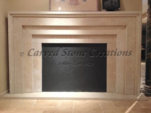 Simple stone fireplace mantel surround