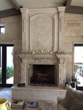 Light Oriental Travertine Fireplace Surround