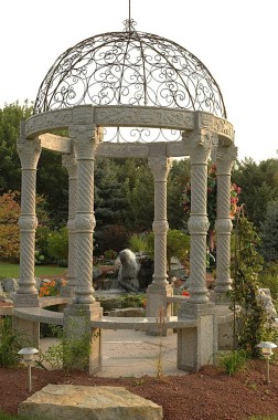 Decorative granite gazebo with twisted columns