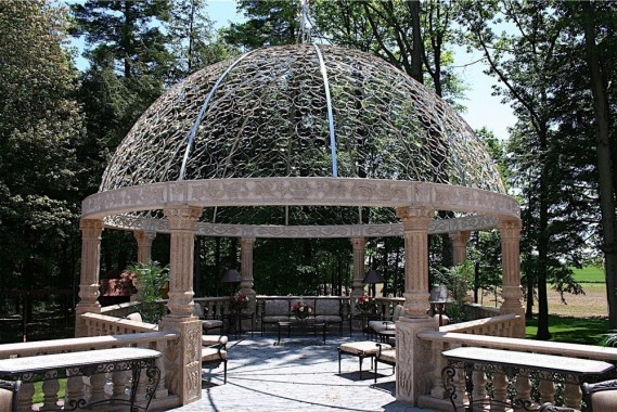 Large custom granite gazebo with balustrade.