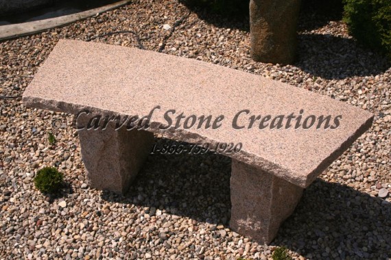 Curved granite garden bench