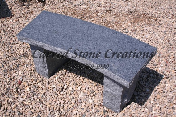 Curved granite garden bench