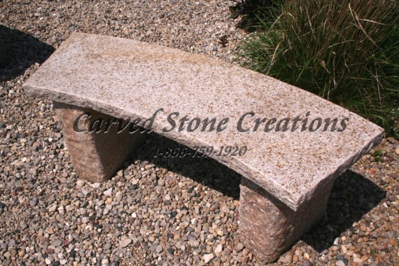 Curved granite garden bench