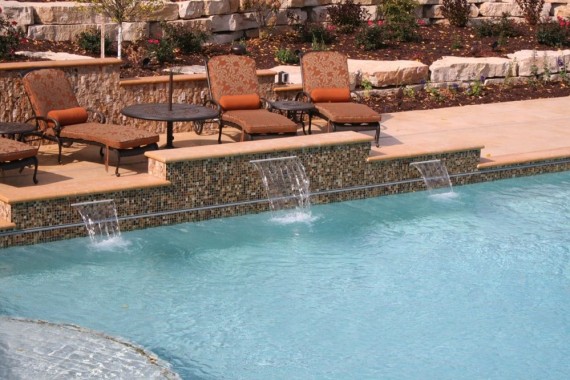 Custom pool coping - pool fountain