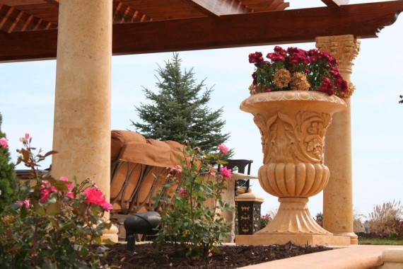 Carved limestone planter