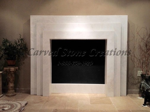 Simple stone fireplace mantel surround