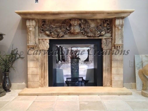 Antique marble fireplace mantel surround