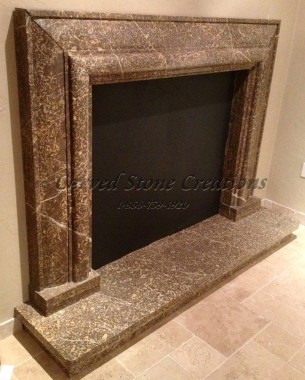 Coffee Brown Marble Mitered Fireplace Surround