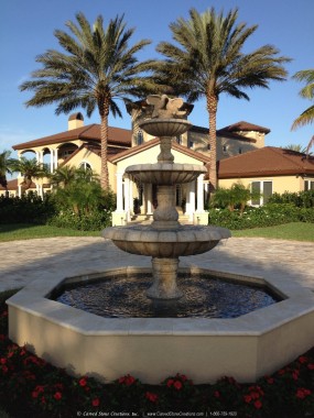 3-Tier Granite fountain with Love Doves finial