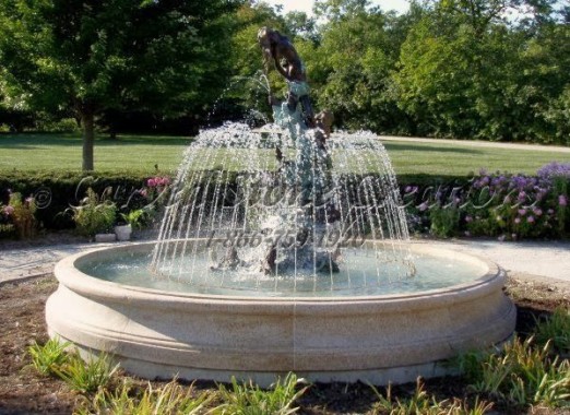 Granite Fountain Pool with Bronze Mermaid and Spray Ring
