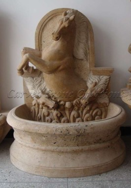 Carved horse wall fountain