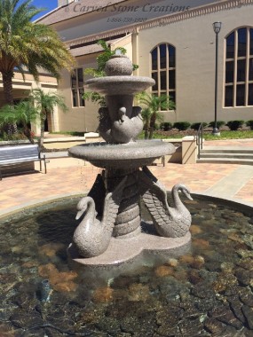 Tiered Swan Fountain Church Courtyard