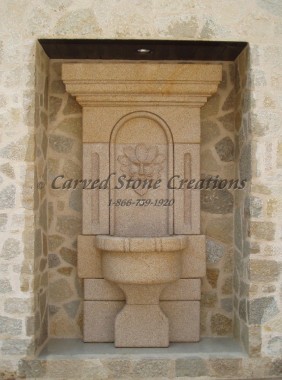Carved Granite Wall Fountain with Stylized Man spitter