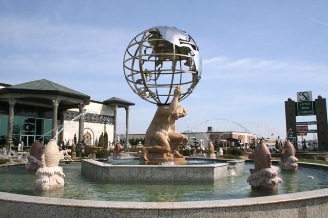 atlas large water fountain with globe