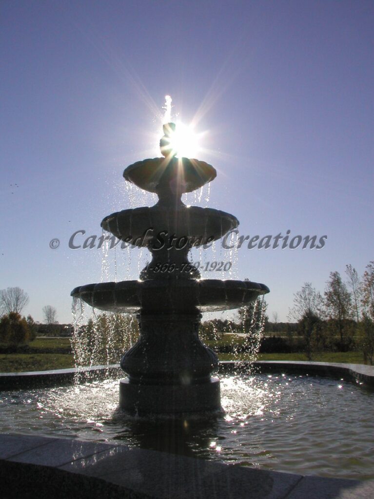 Tiered fountain facing sunlight