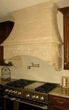 Custom stone kitchen hood