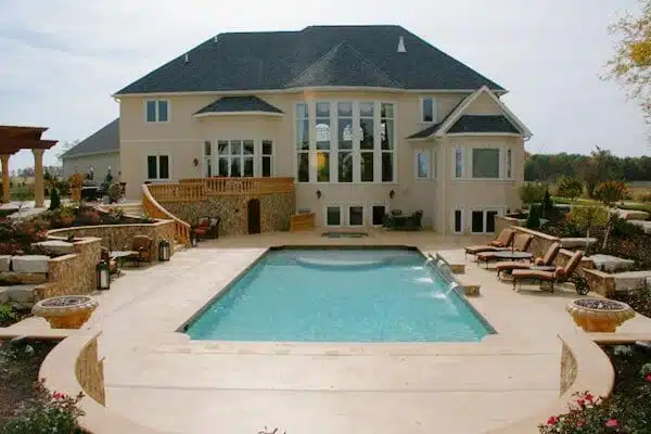 Pool with stone landscaping