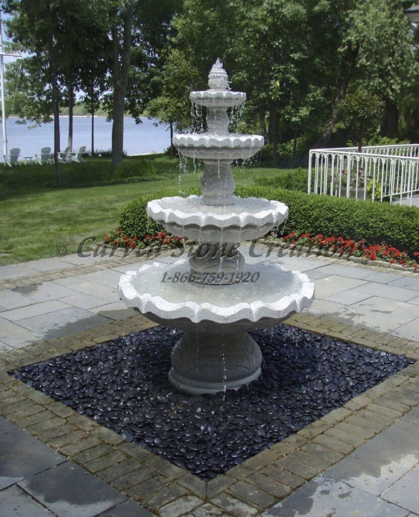 4 tier acanthus granite fountain
