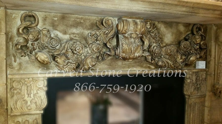 Antique white marble fireplace mantel 