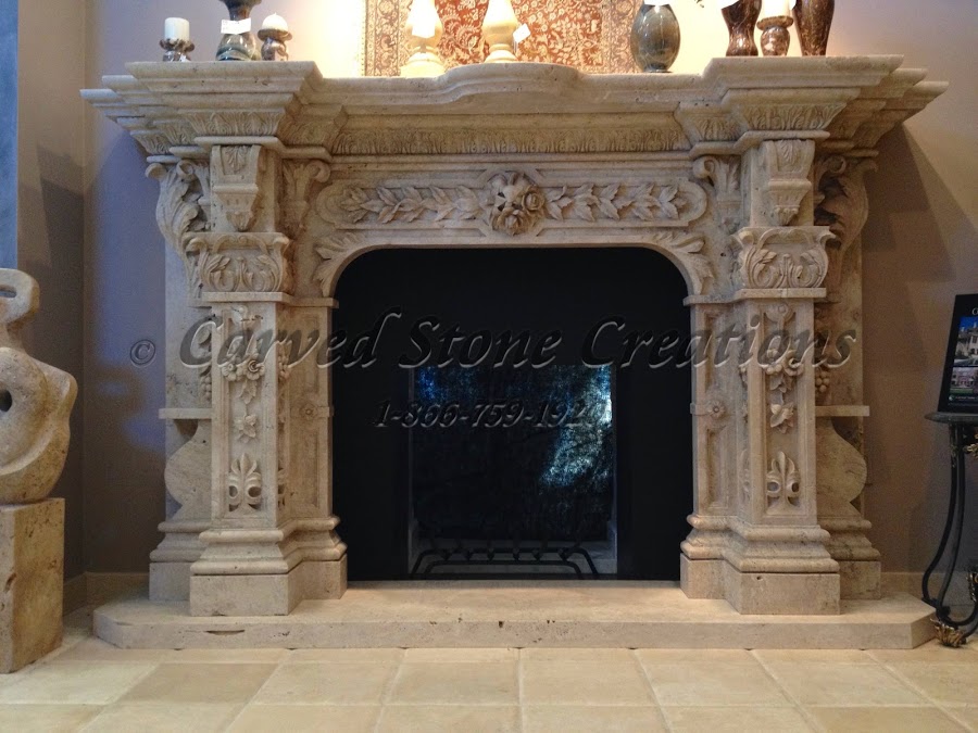 Handcarved fireplace 