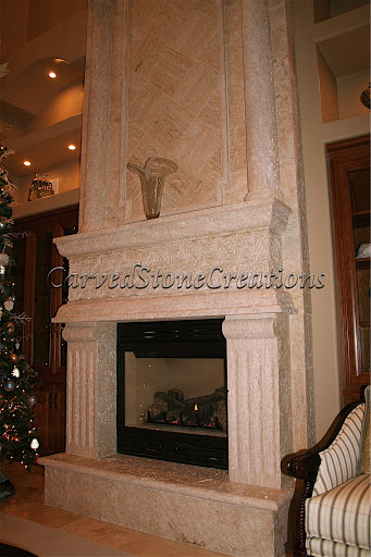 Travertine fireplace design