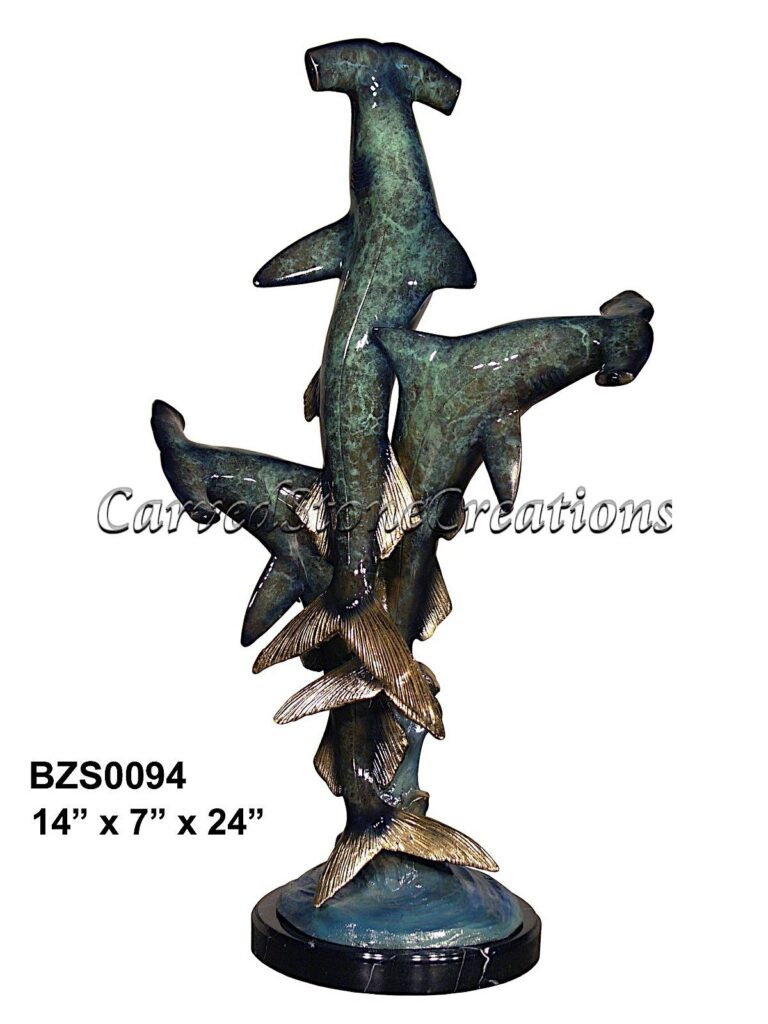 Bronze sharks sculpture