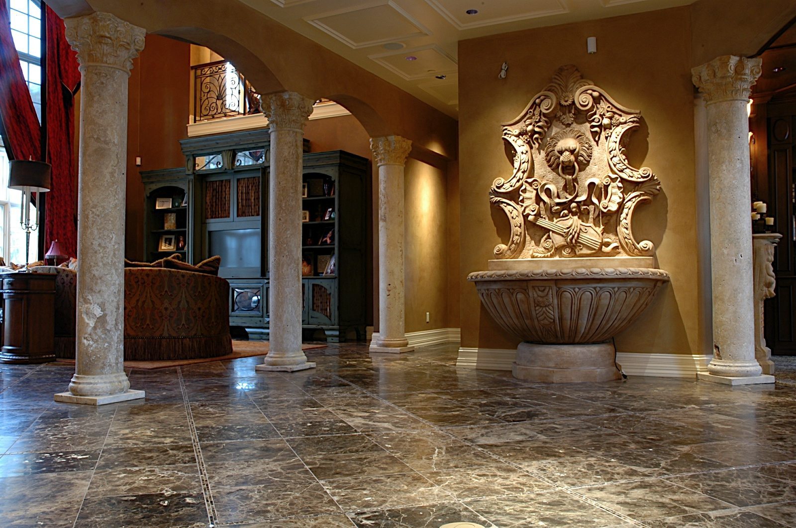 Indoor Wall fountain with columns