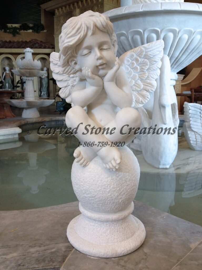 Marble cherub statue