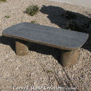 Boulder Garden Bench-Boulder Bases, L48x16xH18 - Carved Stone Creations