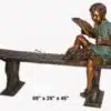 Boy sitting on a bench reading book sculpture