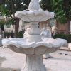 3-tier Scalloped Fountain carved of California white granite, 54" diameter x 96" tall