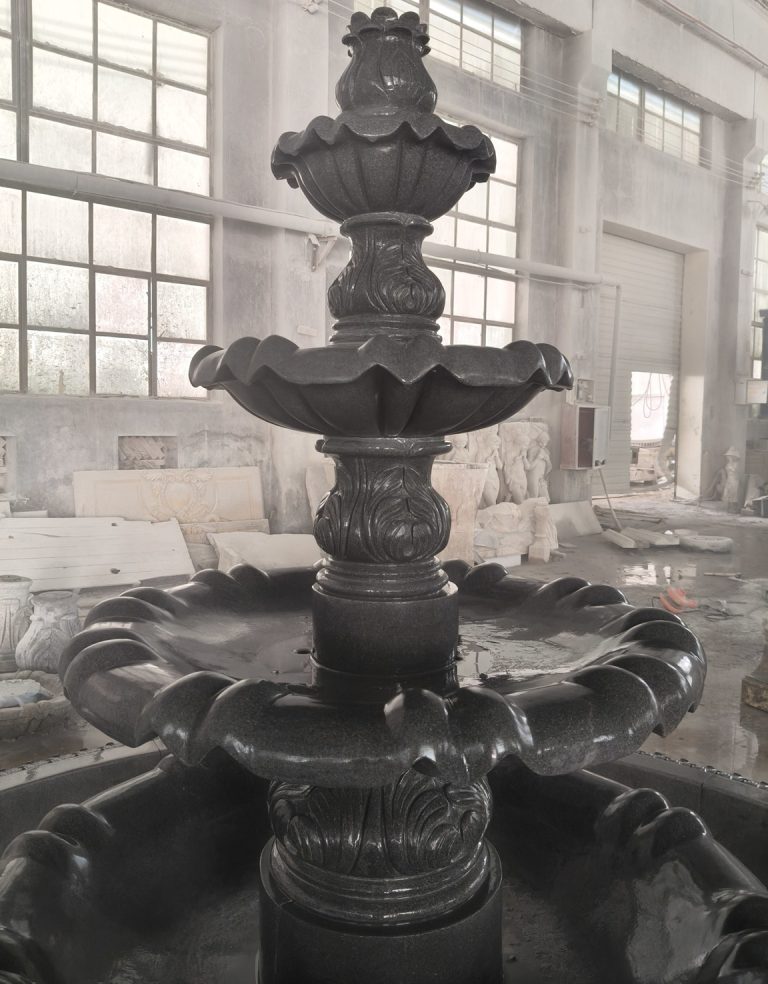 Charcoal grey granite 4-tier acathus fountain