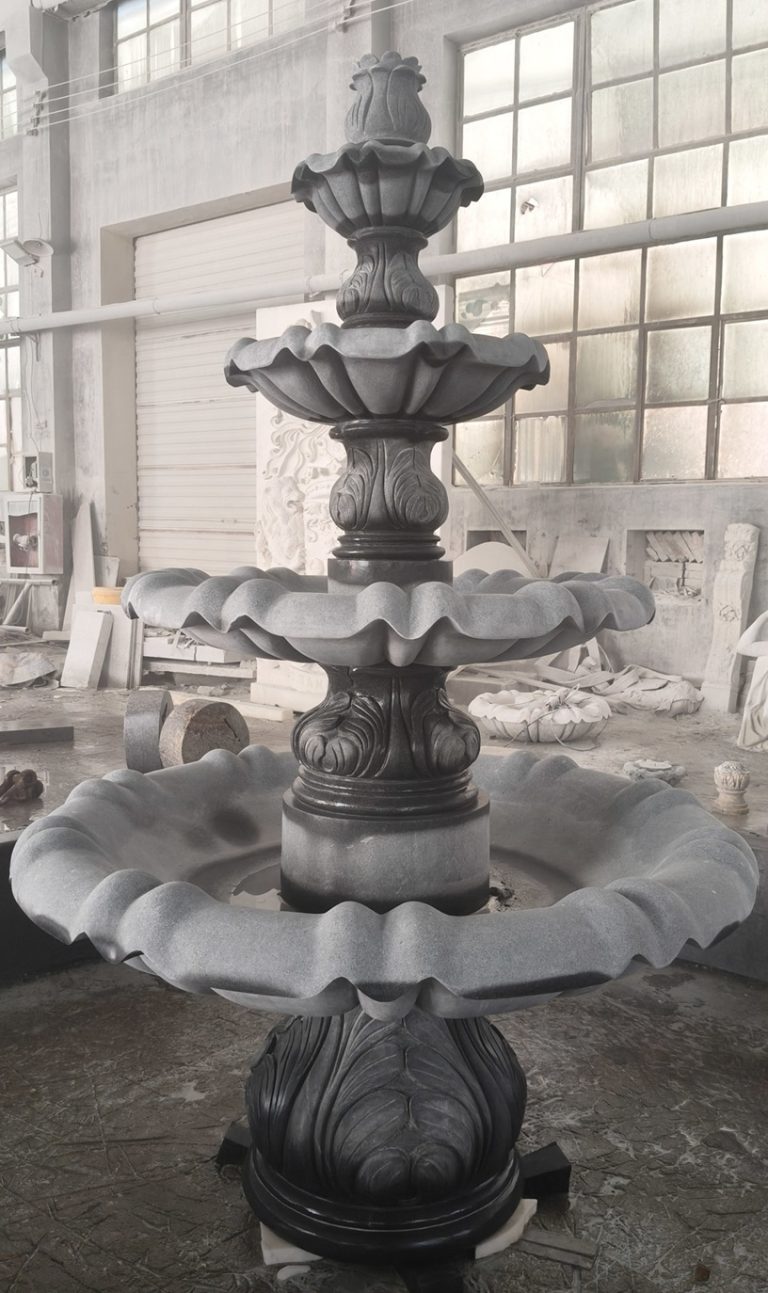 Charcoal grey granite 4-tier acathus fountain