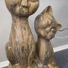 coffee brown marble large cat statue