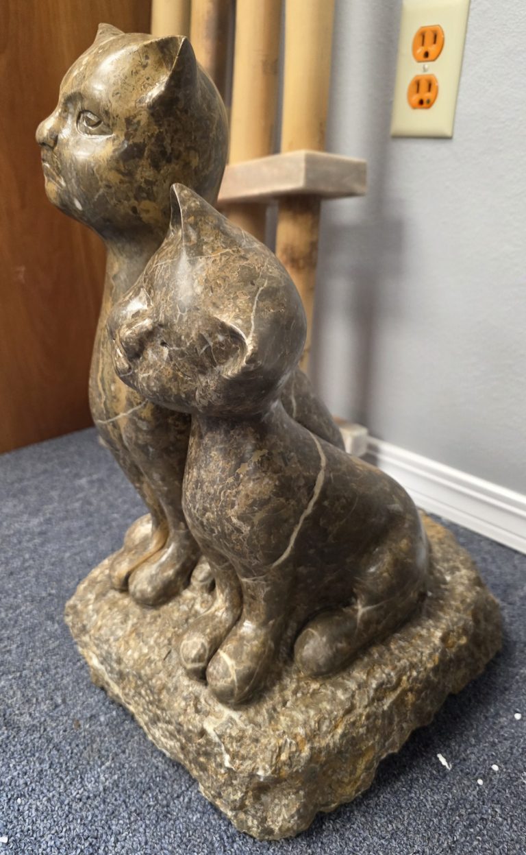 coffee brown marble small cat statue