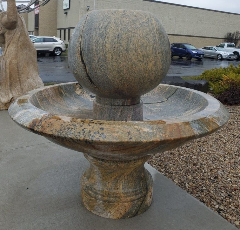 Wide Urn Bubbling Sphere Fountain