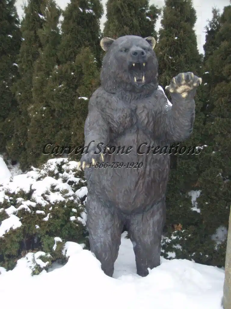 Standing bronze bear statue