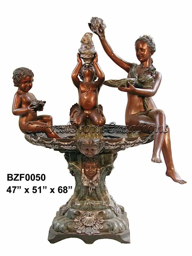 Statuary with conch shells pedestal fountain