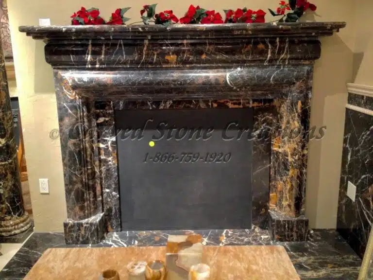 Polished marble fireplace surrounding