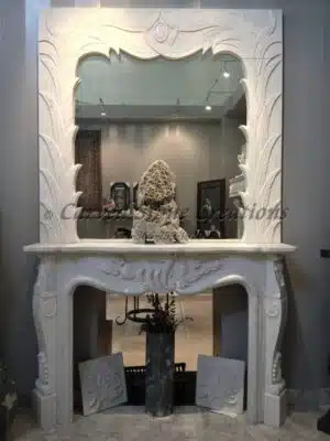 White marble fireplace with overmantle mirror