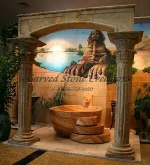 Indoor arch design with tub and 2 columns