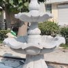 3-tier Scalloped fountain carved of light charcoal grey granite