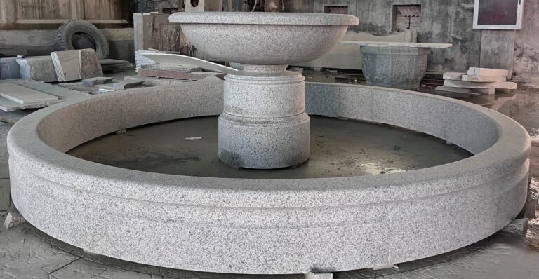 4 Ft urn fountain carved of California white Granite