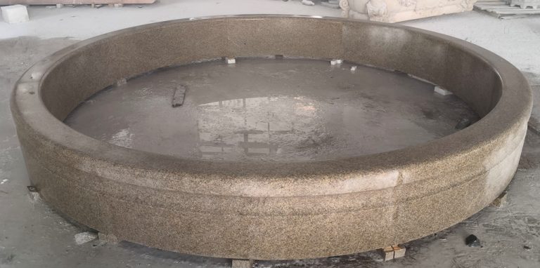 10 ft diameter x 10" tall cypress pool surround in light golden sesame granite