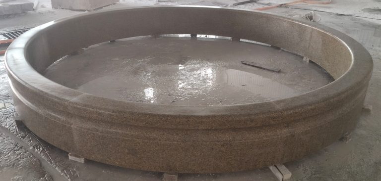 10 ft diameter x 10" tall cypress pool surround in light golden sesame granite