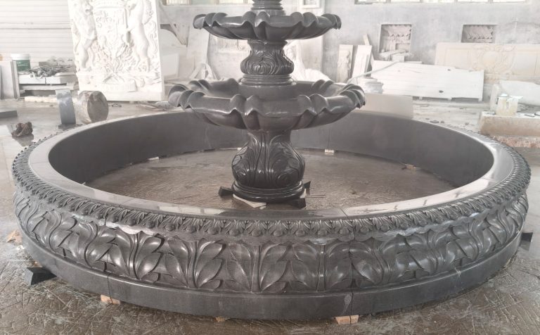 4-tier acanthus fountain in a 10' diameter x 14" tall Acanthus relief Carved pool surround